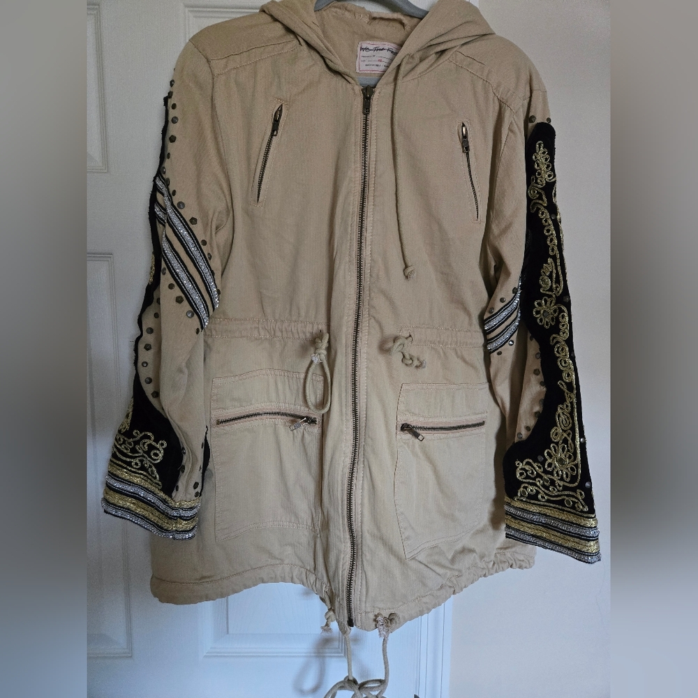 FREE PEOPLE GOLDEN QUILLS MILITARY JACKET NWOT XS
